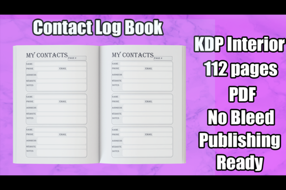 Contacts Log Book KDP Interior: 6x9 Layout Guide