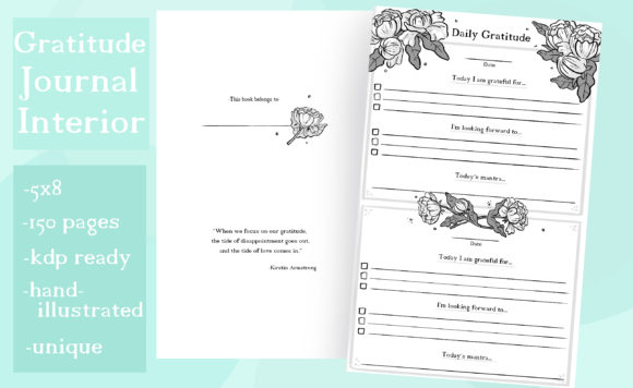 Daily Gratitude Journal Interior: Unique KDP Design