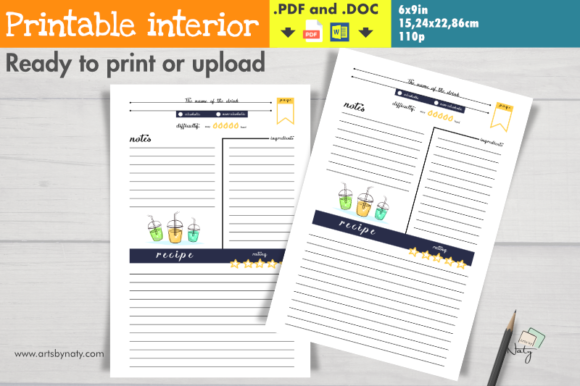 Drink Recipe Notebook, Colored Clipart: Organizing Your Beverage Collection with Style