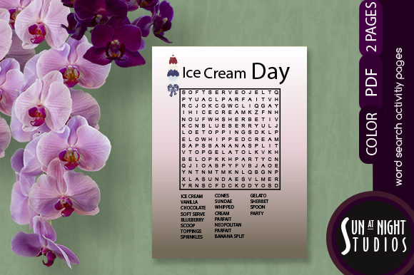 Ice Cream Day Word Search Design