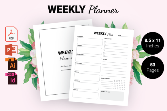 KDP Interior Weekly Planner: Editable Source Files