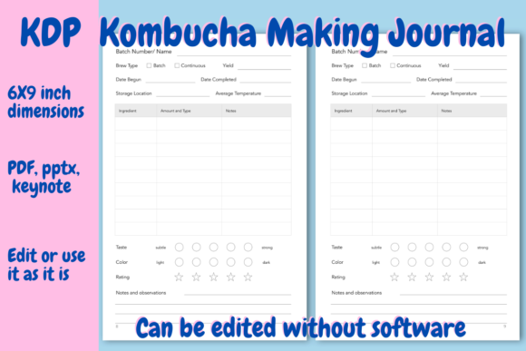 Kombucha Journal for KDP: A Customizable Brewing Log