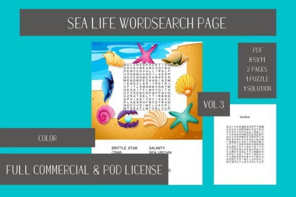 Sea Life Wordsearch Page Vol.3: Practical Applications for Creators and Educators