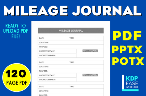 Vehicle Mileage Journal Logbook 6x9: Print Ready Template